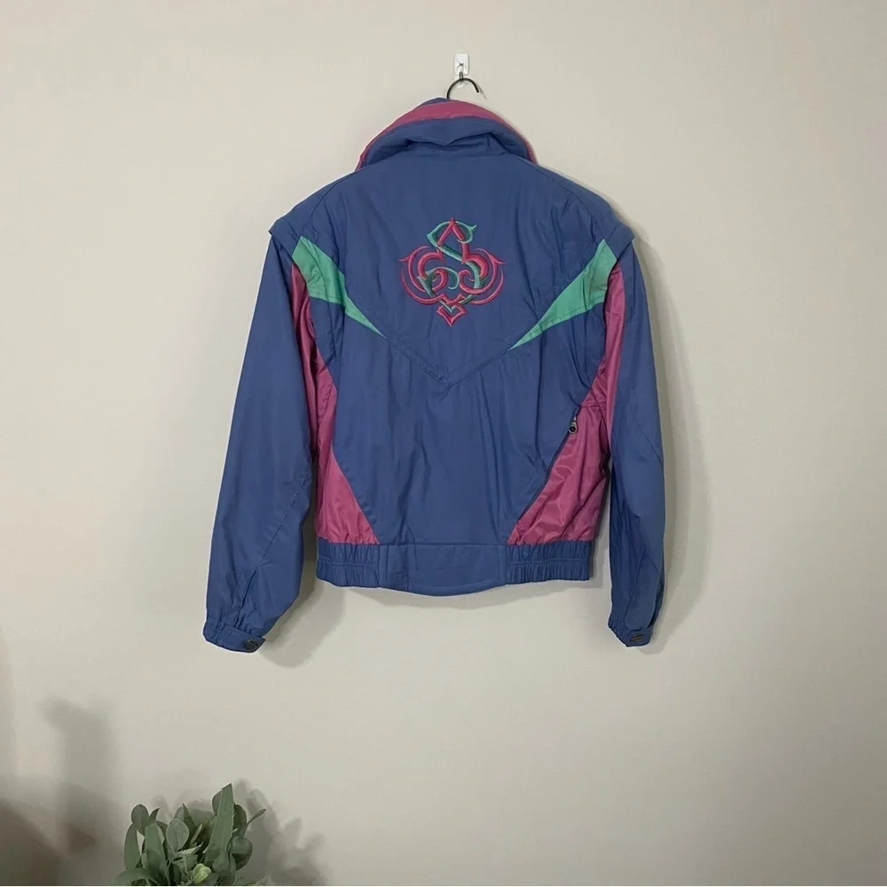 [Spyder] RARE Vintage 80s Blue, Green & Pink Winter Ski Jacket